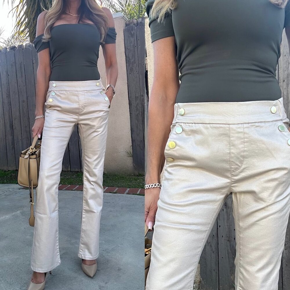 Flog Ellen pants w belt loops/ gold buttons